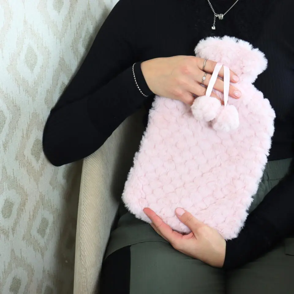 MARBEAUX Warmwaterkruik Set van 2 Stuks Kruik met Zachte Hoes Roze Pittenzak...