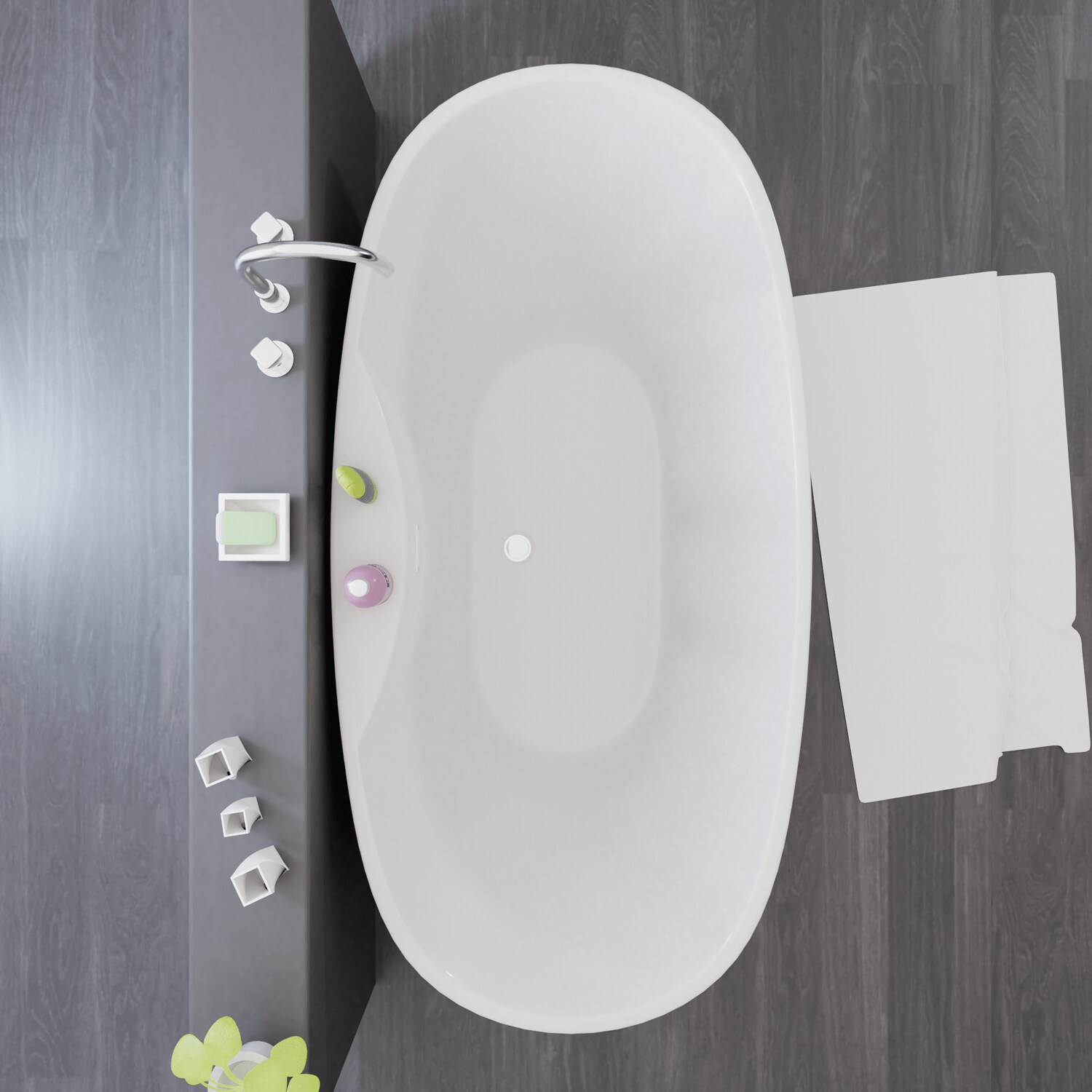TroniTechnik® Freistehende Badewanne ANAFI Maße ca. 170 x 80 x 58cm Wanne - Füllmenge 195 Liter, aus Acryl mit Siphon