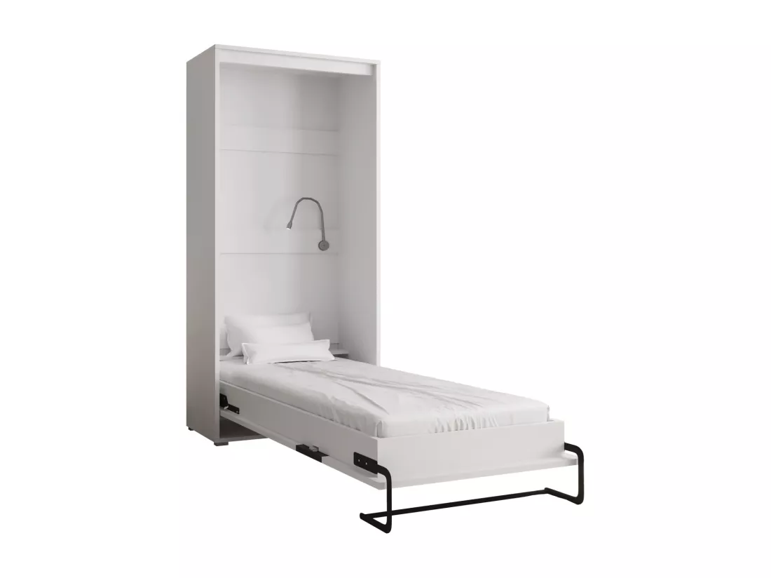 Lit escamotable home verticale 90x200 (blanc+artisan)