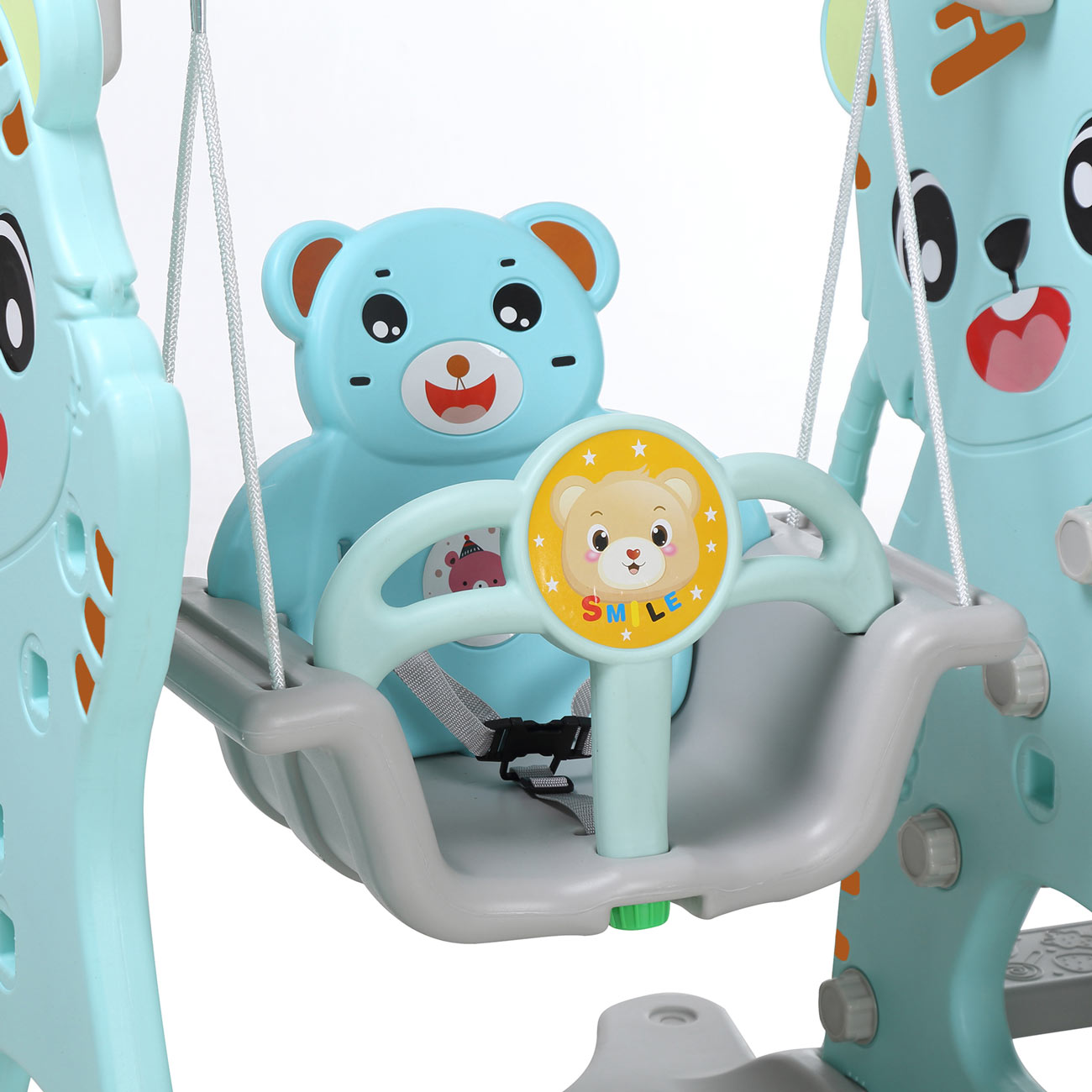 Baby Vivo Spielplatzschaukel / Spielgerüst mit Rutsche für Indoor Outdoor in Türkis / Grau