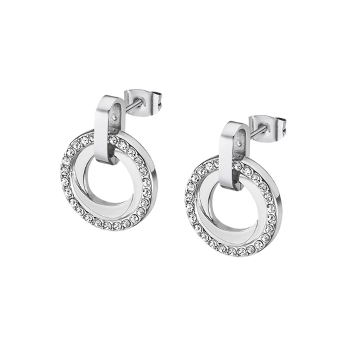 Boucles d'oreilles Lotus Style collection Bliss acier et strass