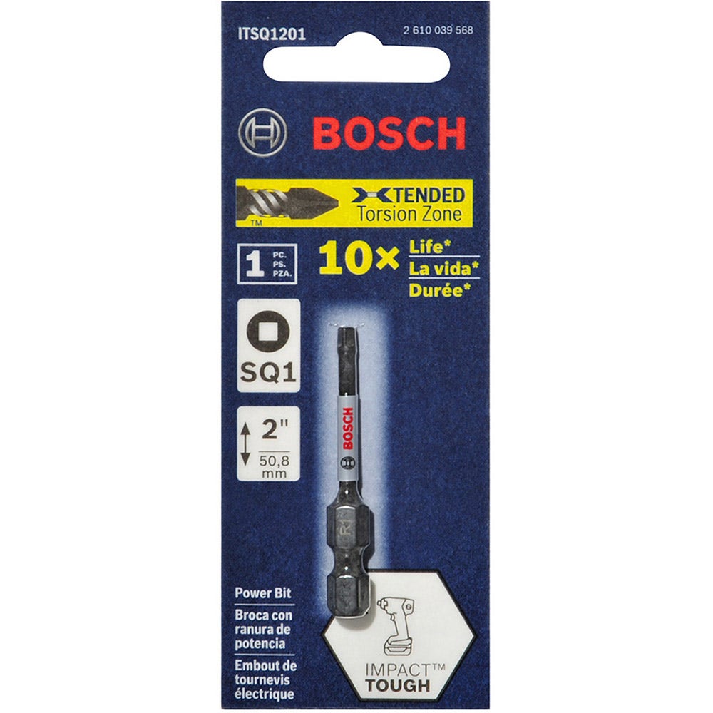 BOSCH R1 x 50mm Robertson/Square Power Screwdriver Bit - IMPACT TOUGH