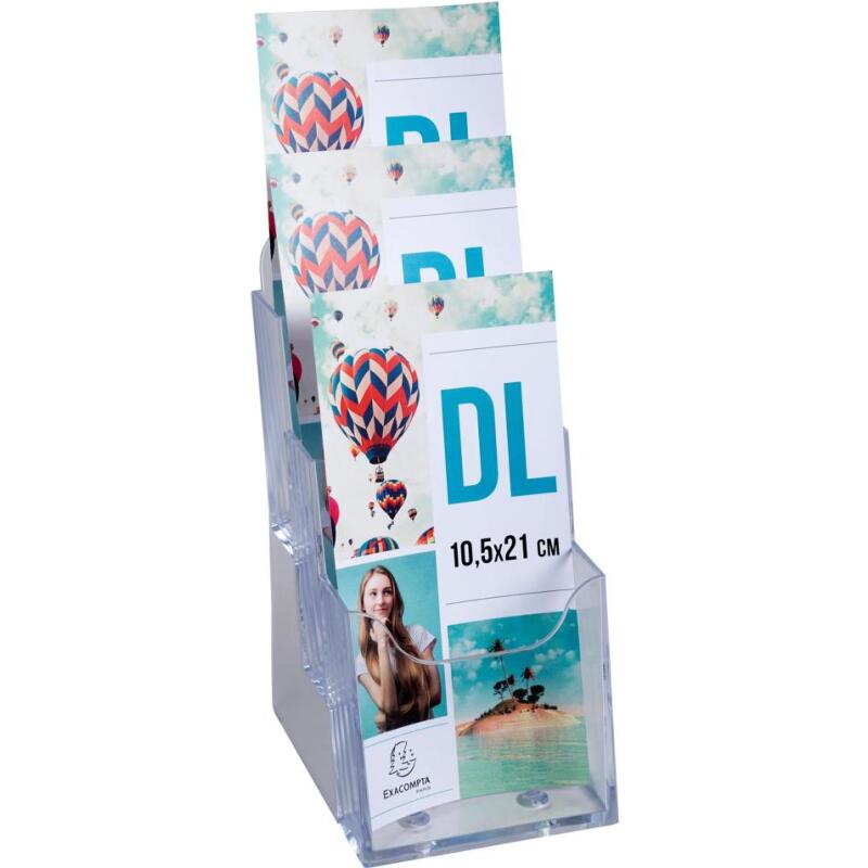 Distributeur de prospectus 3 compartiments DL (10X21cm) - Cristal