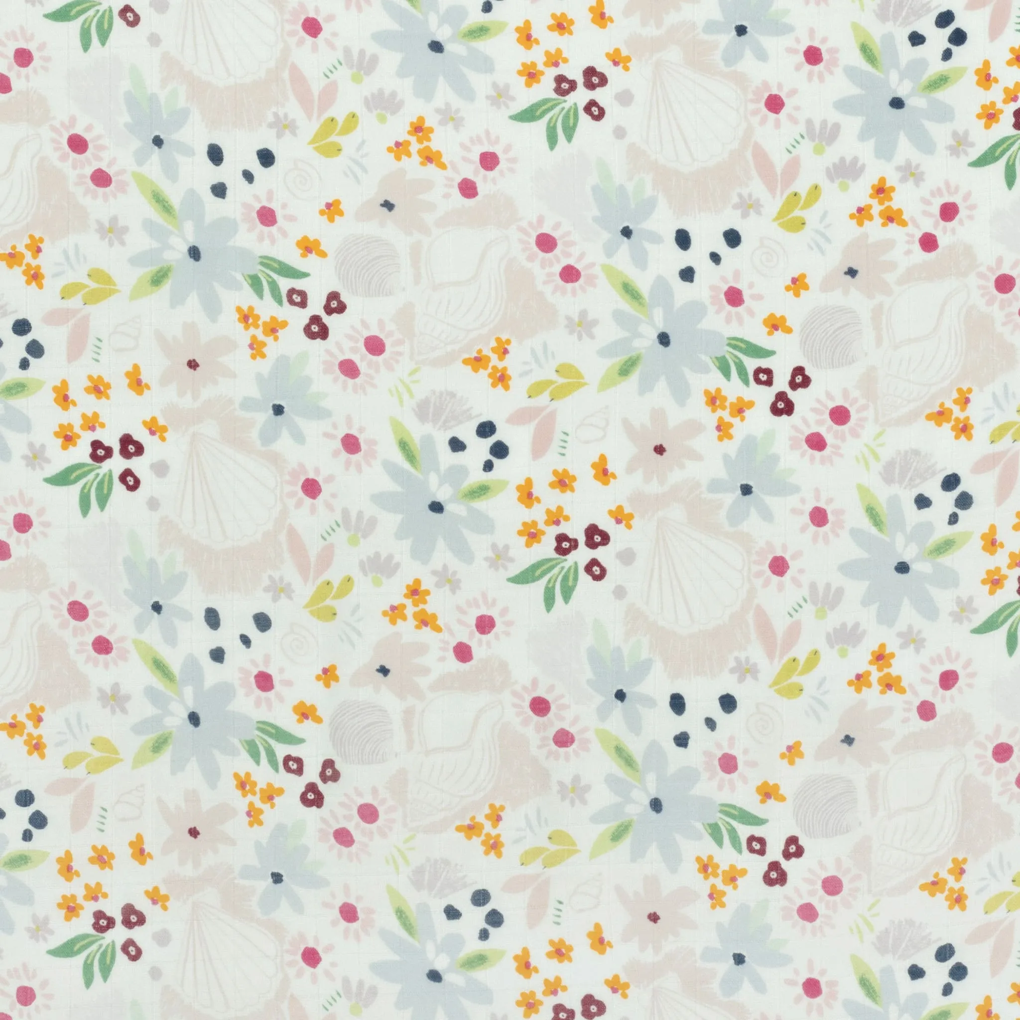 Loulou Lollipop Drap Contour pour Lit de Bébé - Mousseline Bambou Coquillage Floral
