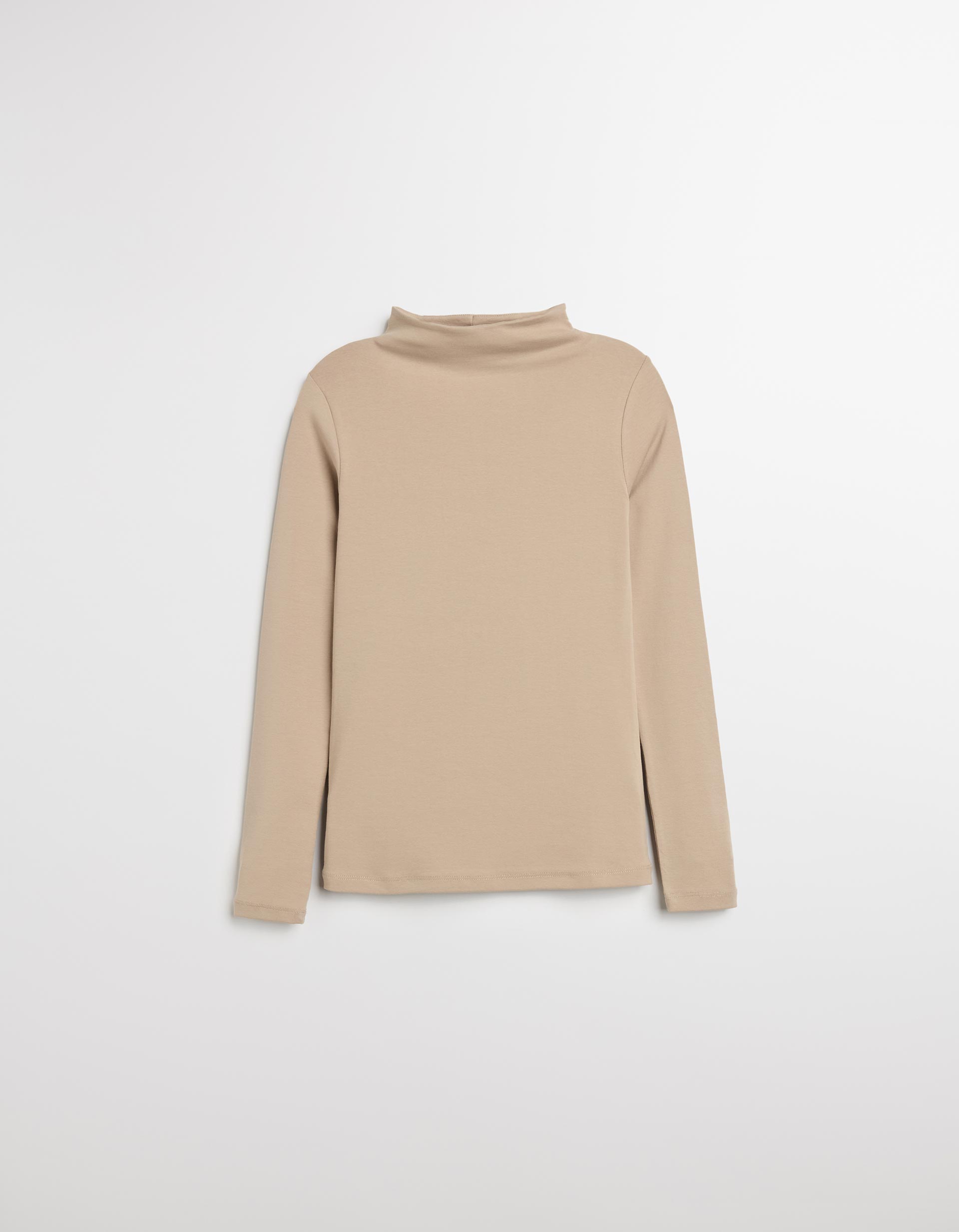 Camisola com Gola Alta, Mulher, Bege