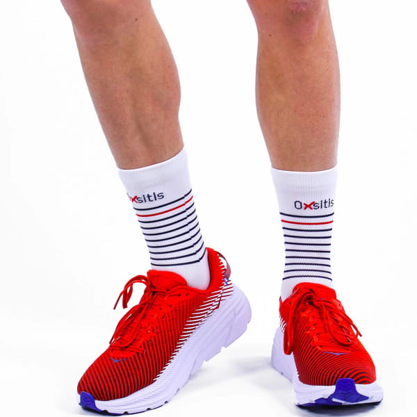 Manchon de compression OXSITIS SOCKS BBR BLANC BLEU ROUGE