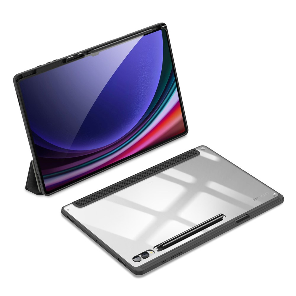 Samsung Galaxy Tab S10 Ultra Leder Tasche Smart Cover Schutzhülle - Schwarz