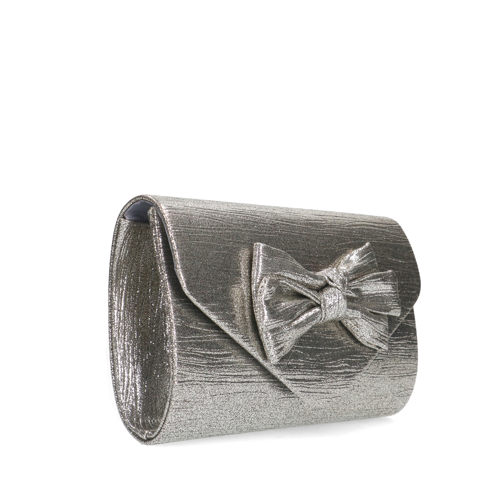 Zilveren clutch met strik
