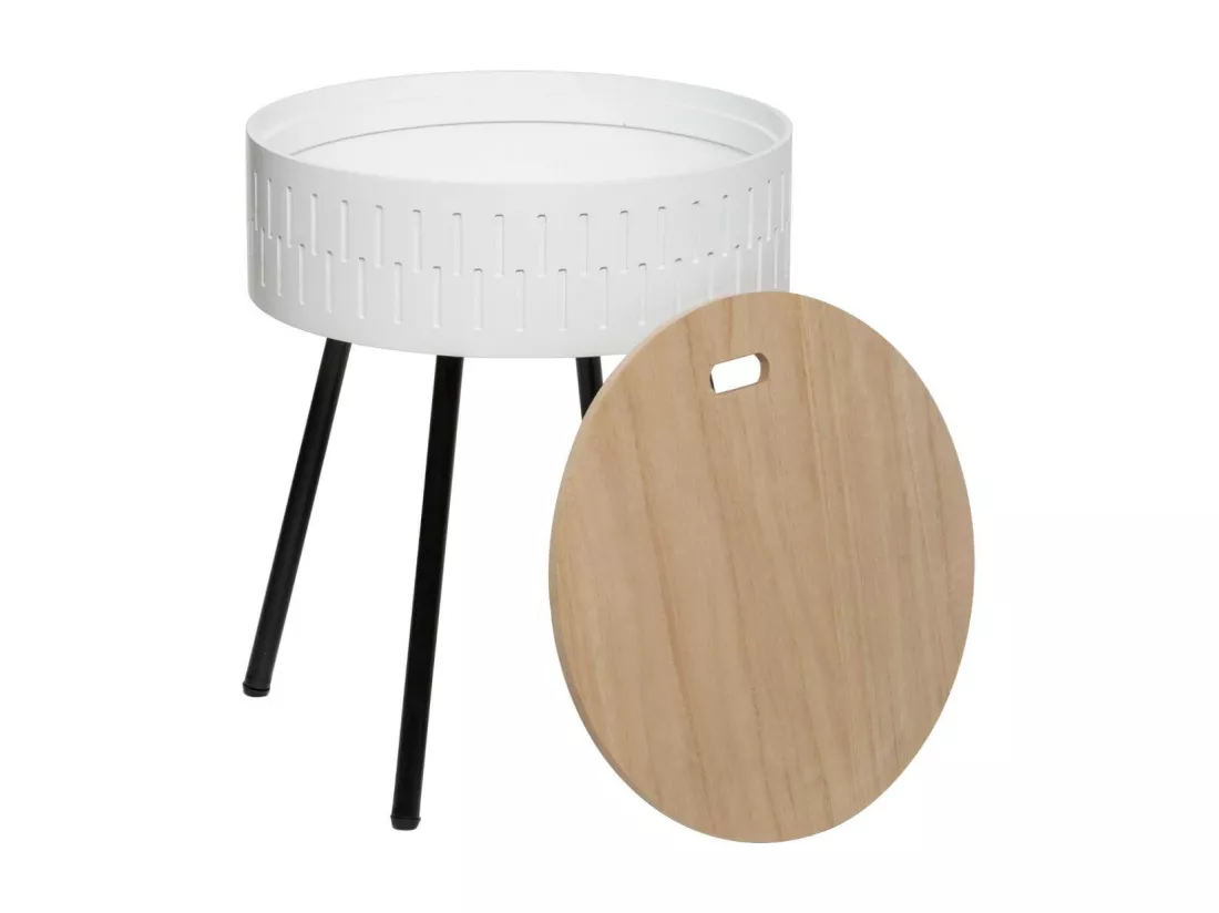 2 en 1 Table à Café et Coffre de rangement Blanc