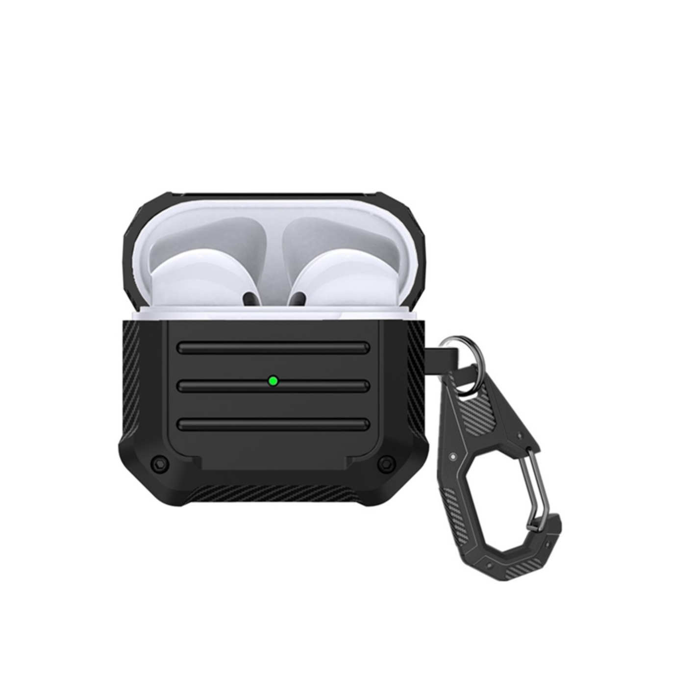 AirPods Pro 2 / AirPods Pro Robuste Gummi Schutzhülle mit Karabinerhaken - Schwarz