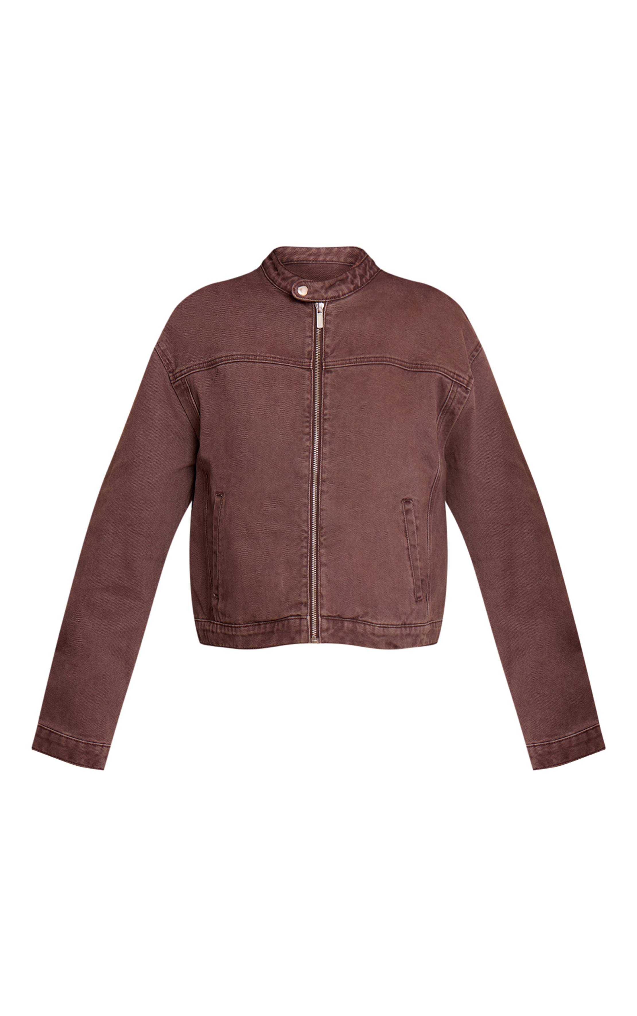 Chocolate Plum Veste En Denim Ample À Col Motard