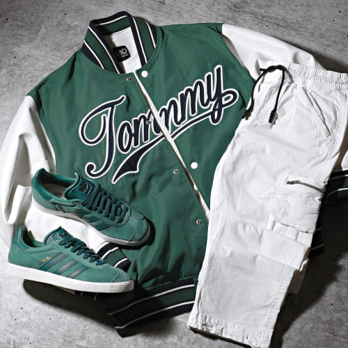 Veste Teddy Letterman 7880 Vert Blanc