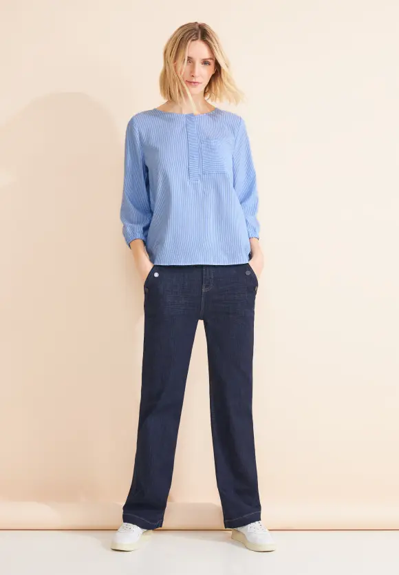 3/4 Seersucker Bluse - warm light blue