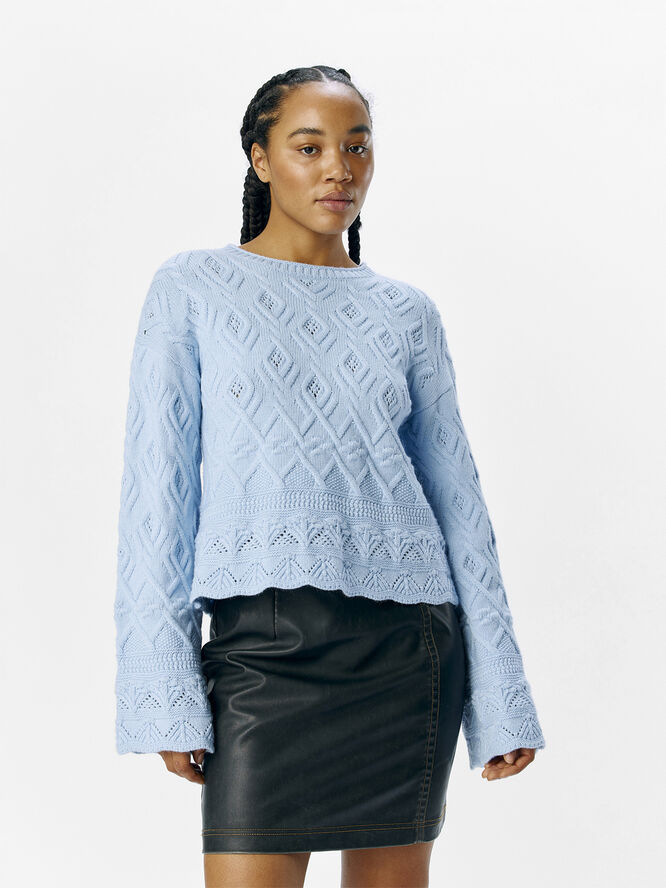 Object OBJALYSSA LO L/S KNIT PULLOVER 137 Kentucky blue/melange