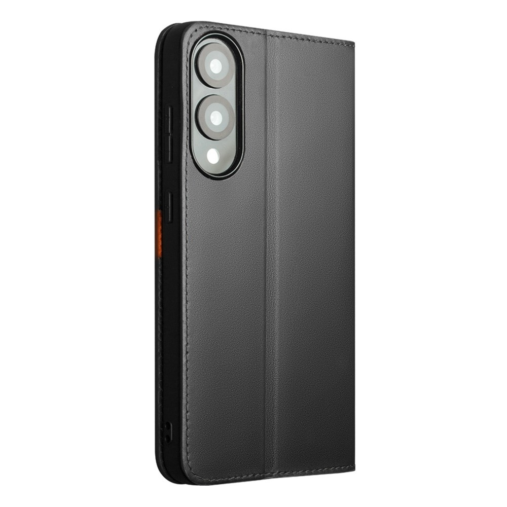 Samsung Galaxy S25 Edge Echtleder Tasche Flip Cover mit Kartenfächer - Schwarz (Matt)