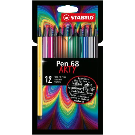 Premium-Filzstift - STABILO Pen 68 - ARTY - 12er Pack - mit 12 verschiedenen Farben