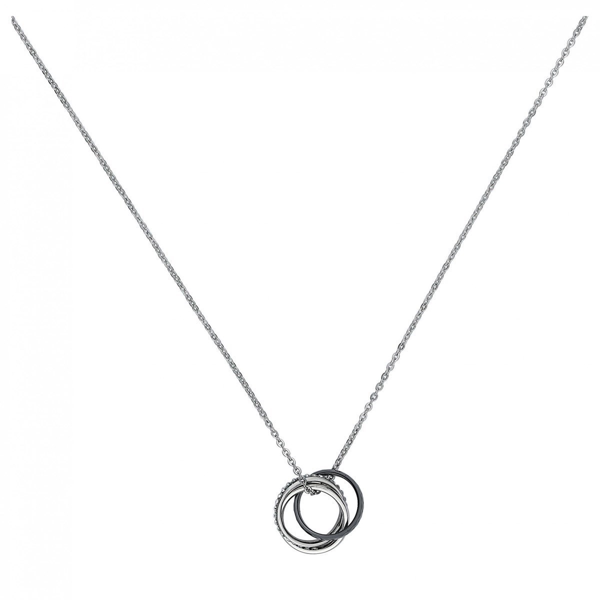 Collier mono-motif en Acier 316L et céramique - blanc brillant