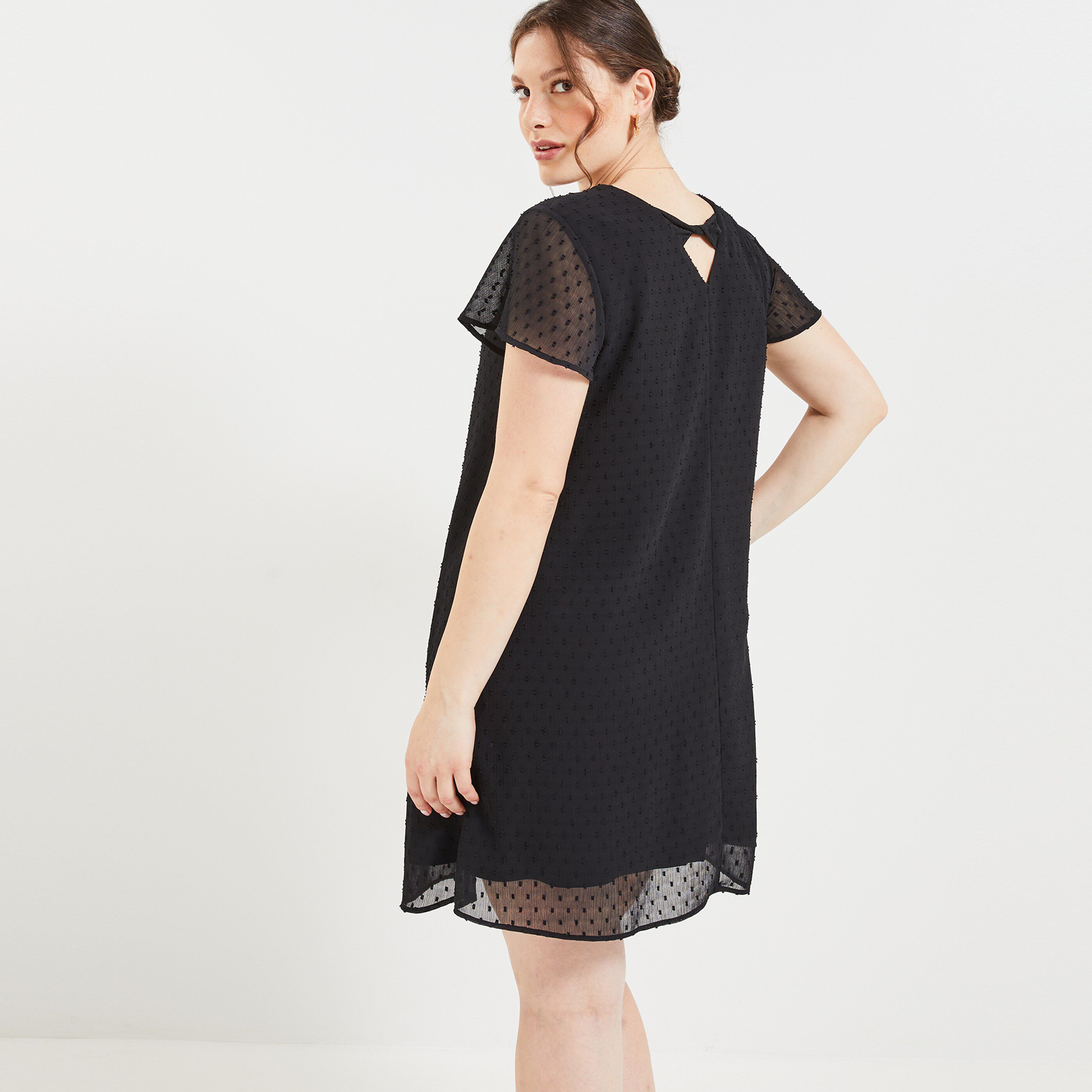 Robe plumetis femme - NOIR