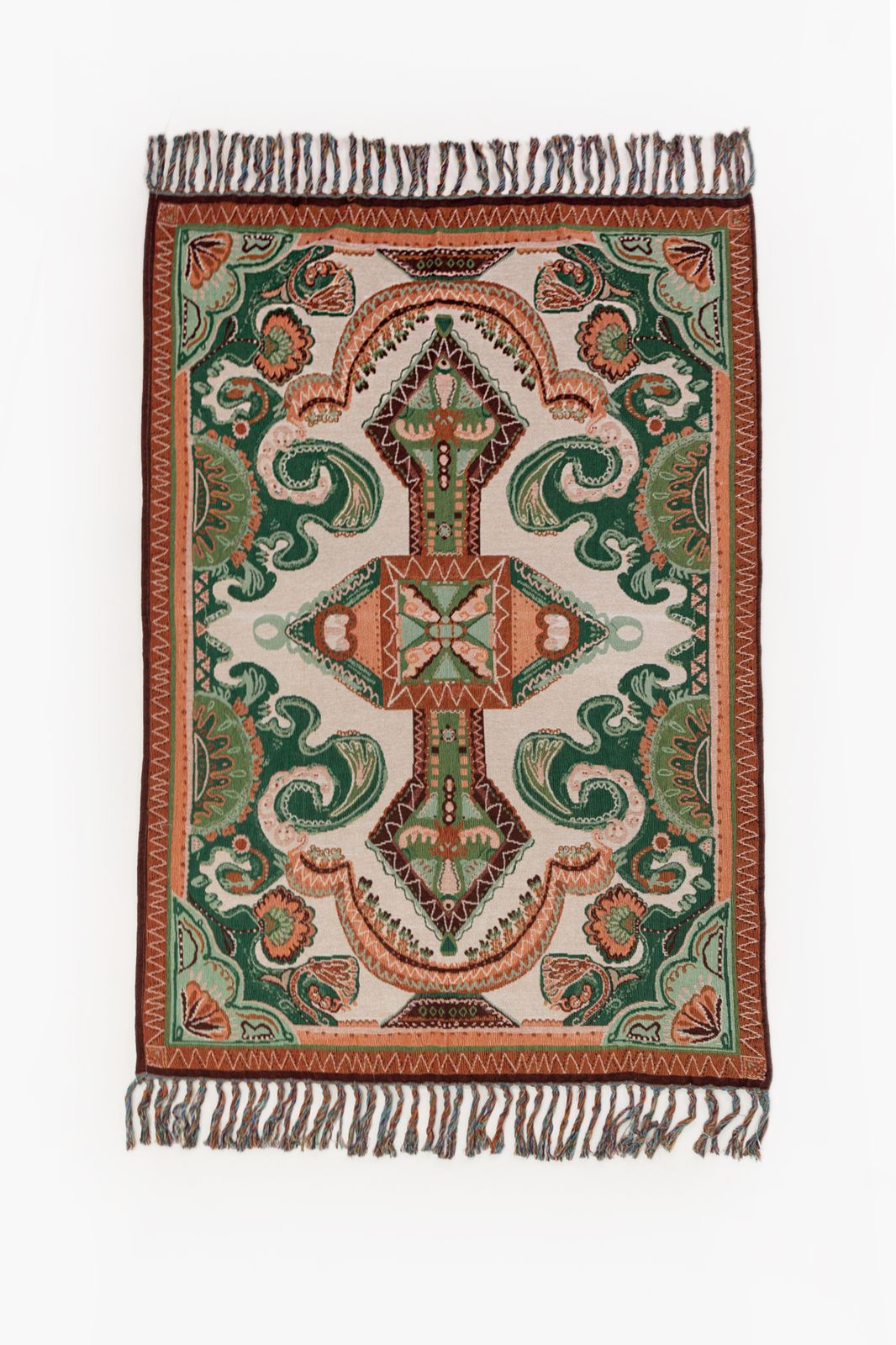 Multicolour jacquard geweven sprei met mozaïekprint (130x180)