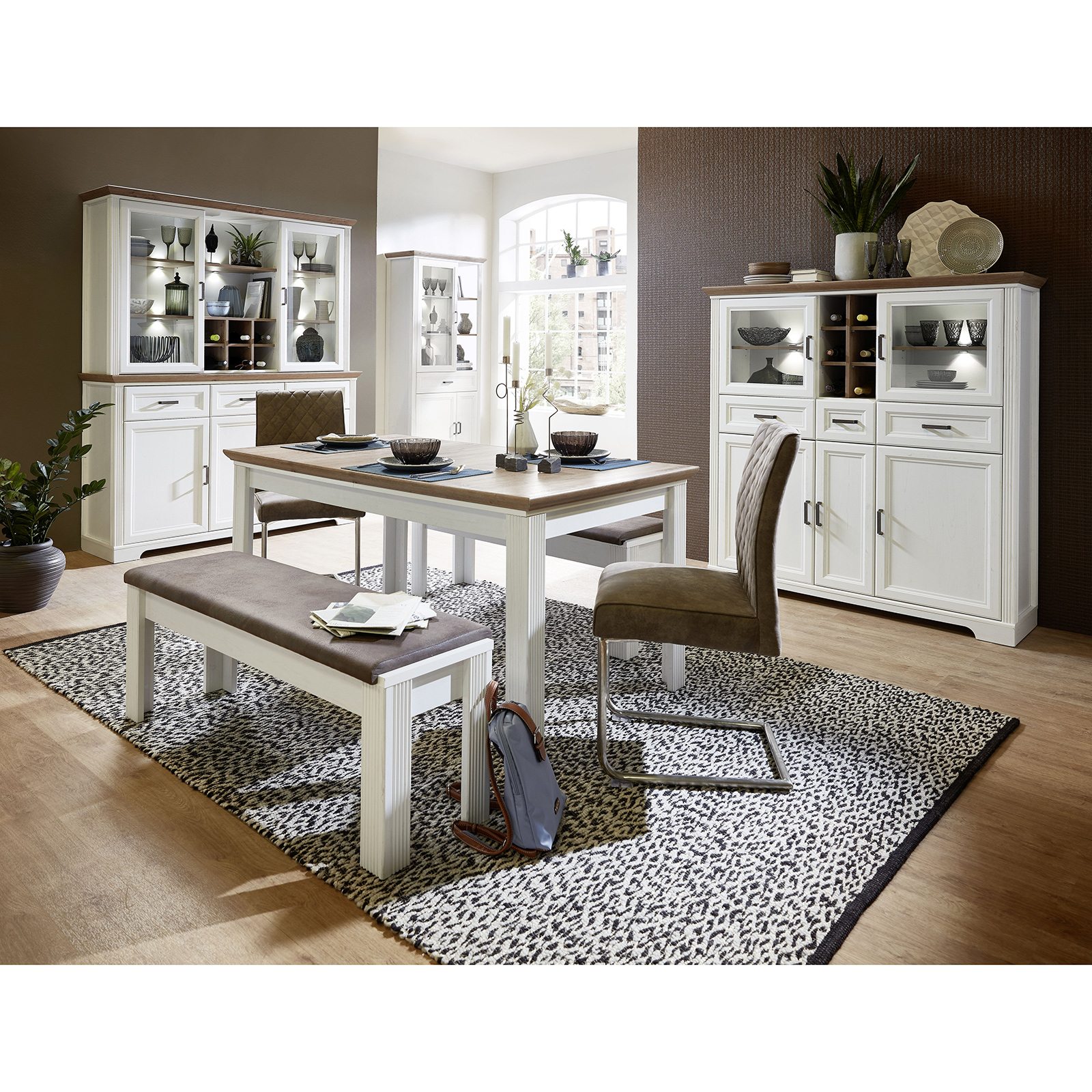 Buffet-Aufsatz - Pinie hell - Artisan Eiche - mit LED-Beleuchtung