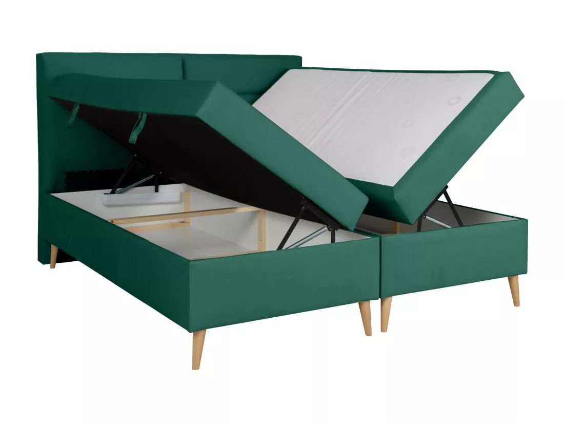 LIT BOXSPRING avec coffres de lit et surmatelas Scarlett 200x200 cm, Fancy 36 (Vert)