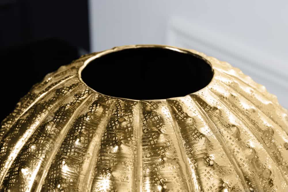 Design Deko Vase ABSTRACT 30cm gold Handarbeit Hammerschlag