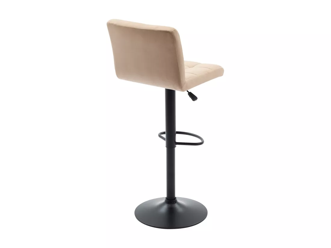 Lot de 2 tabourets de bar en velours et métal - Hauteur réglable - Beige - JUSTANA