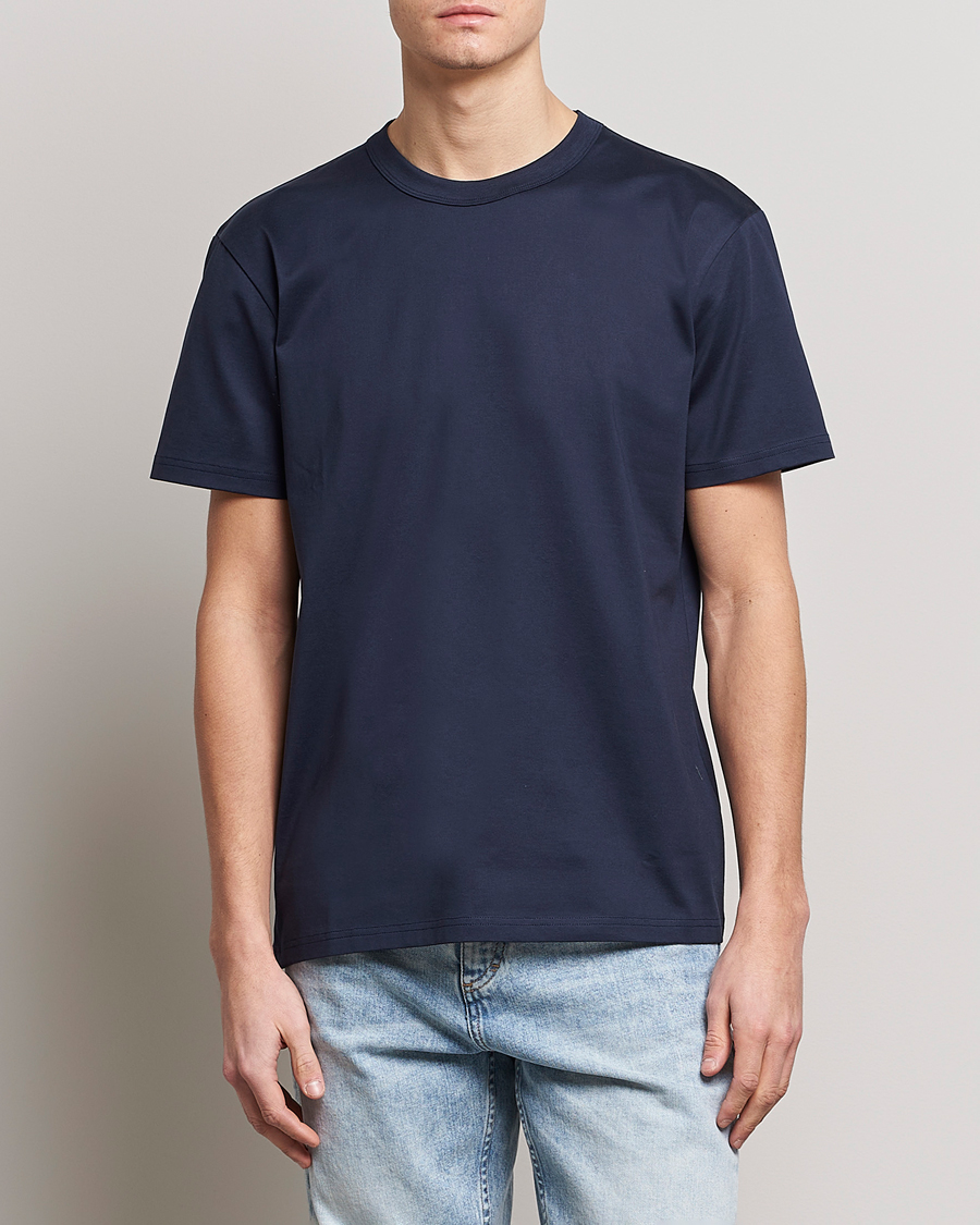 Bread & Boxers Pima Cotton Crew Neck T-Shirt Navy Blue