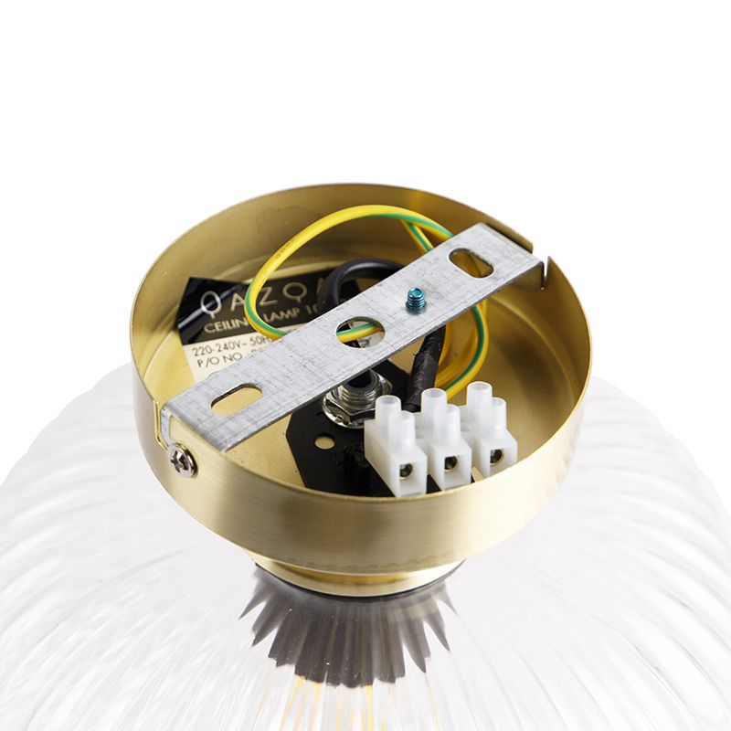 Art Deco plafondlamp messing met helder glas - Karel