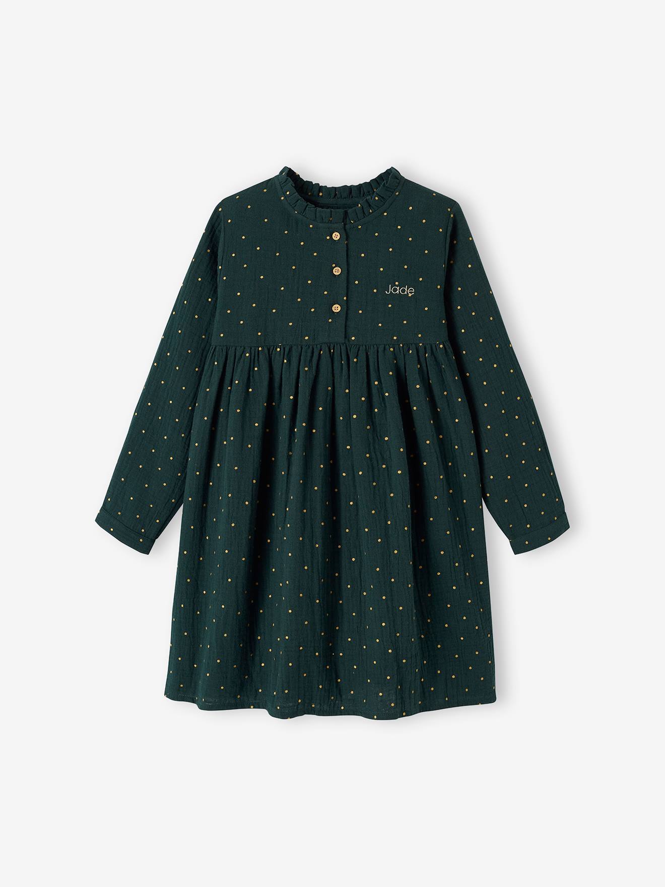 Vestido marrom médio estampado para meninas