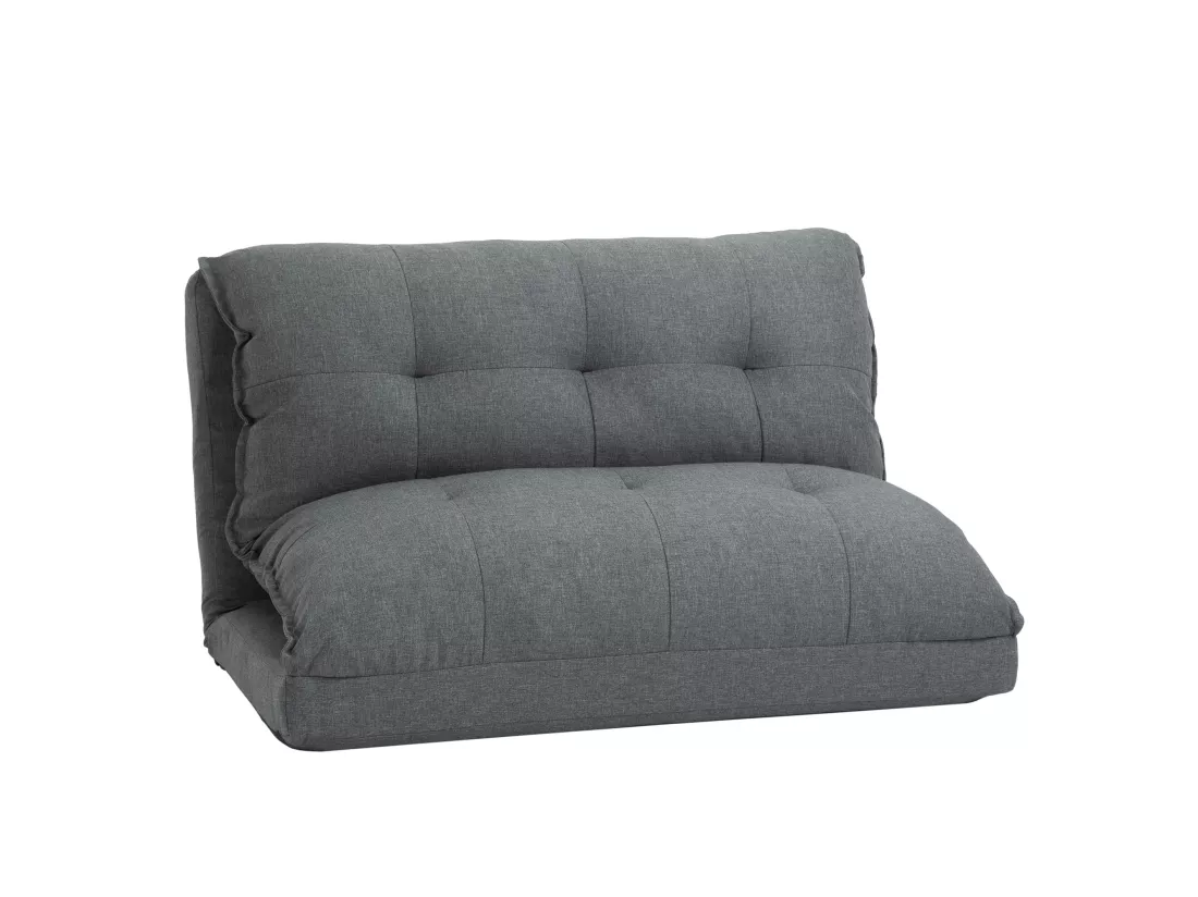 Chauffeuse - matelas d'appoint pliant - fauteuil convertible - inclinaison dossier réglable 13 positions - tissu lin gris