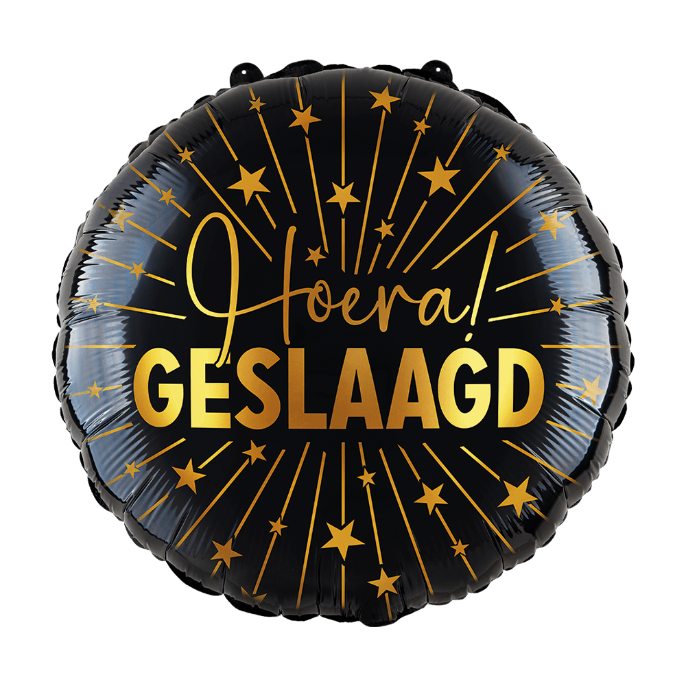 Geslaagd Helium Ballon Goud Zwart Leeg 45cm