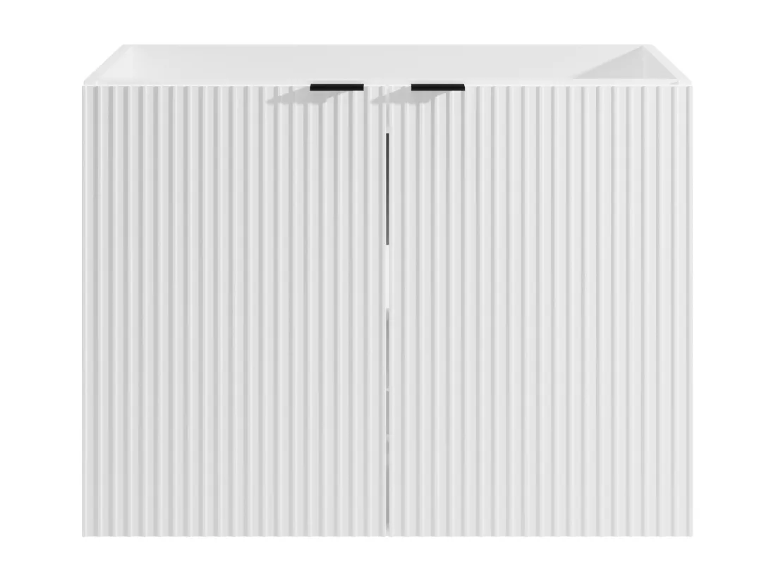 Meuble sous vasque suspendu strié - Blanc - 80 cm - PARMIZA