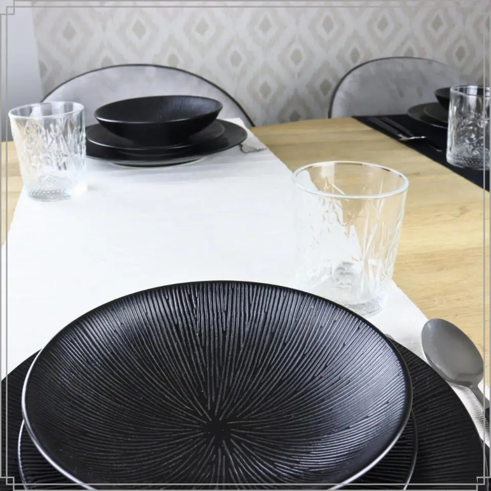 OTIX Dessert Ontbijt Bordenset 6 Persoons Zwart 21cm Keramiek POPPY