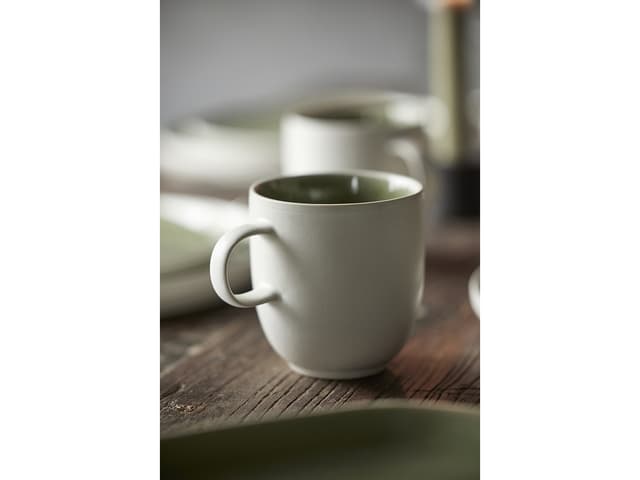 Studio Round Skål Matte white/Shiny moss