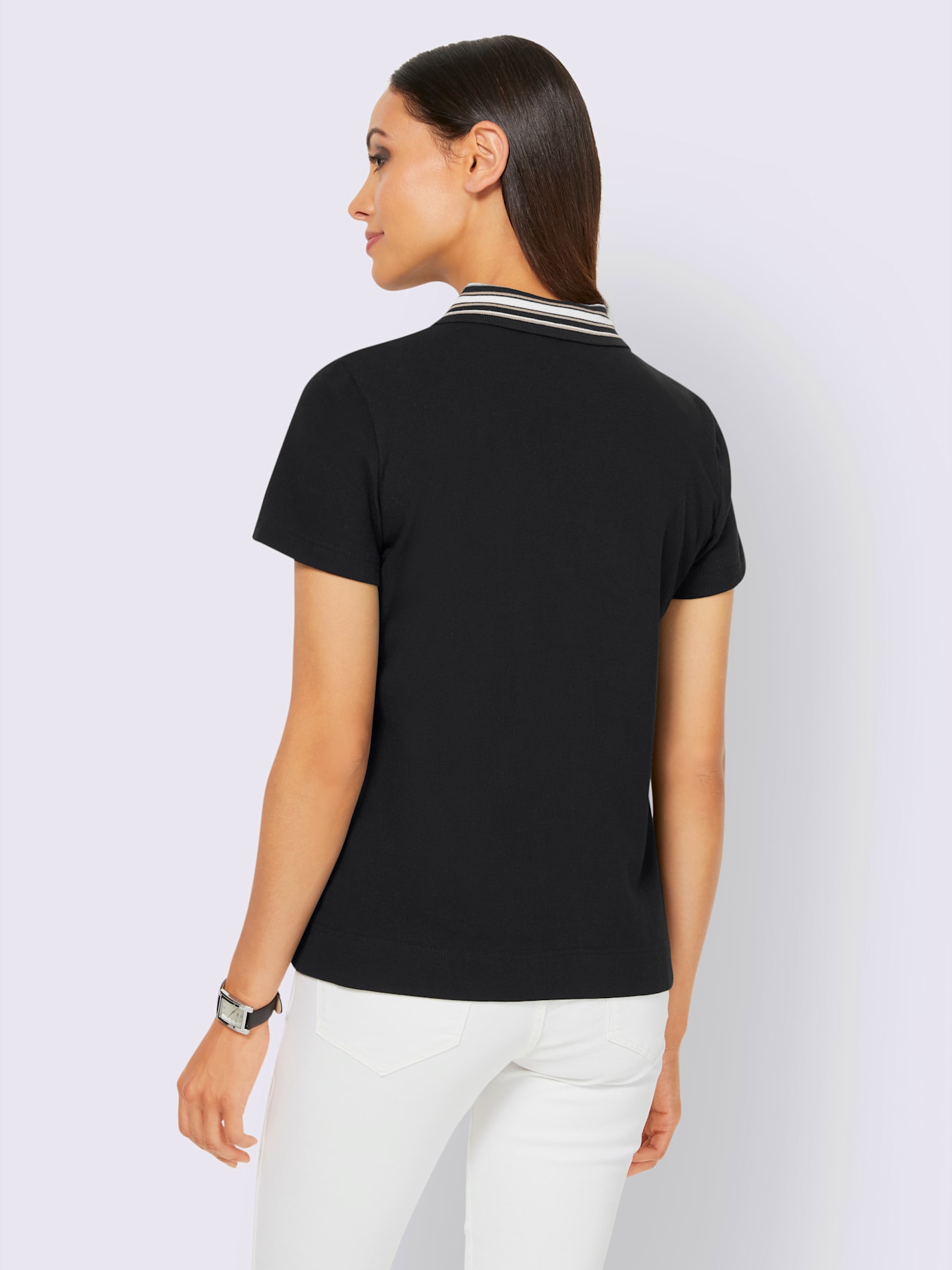 T-shirt col polo contrasté