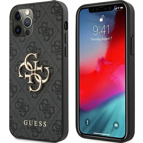 iPhone 12 / iPhone 12 Pro Leder Hardcase Hülle 4G Big Metal Logo (GUHCP12M4GMGGR) - Schwarz / Gold