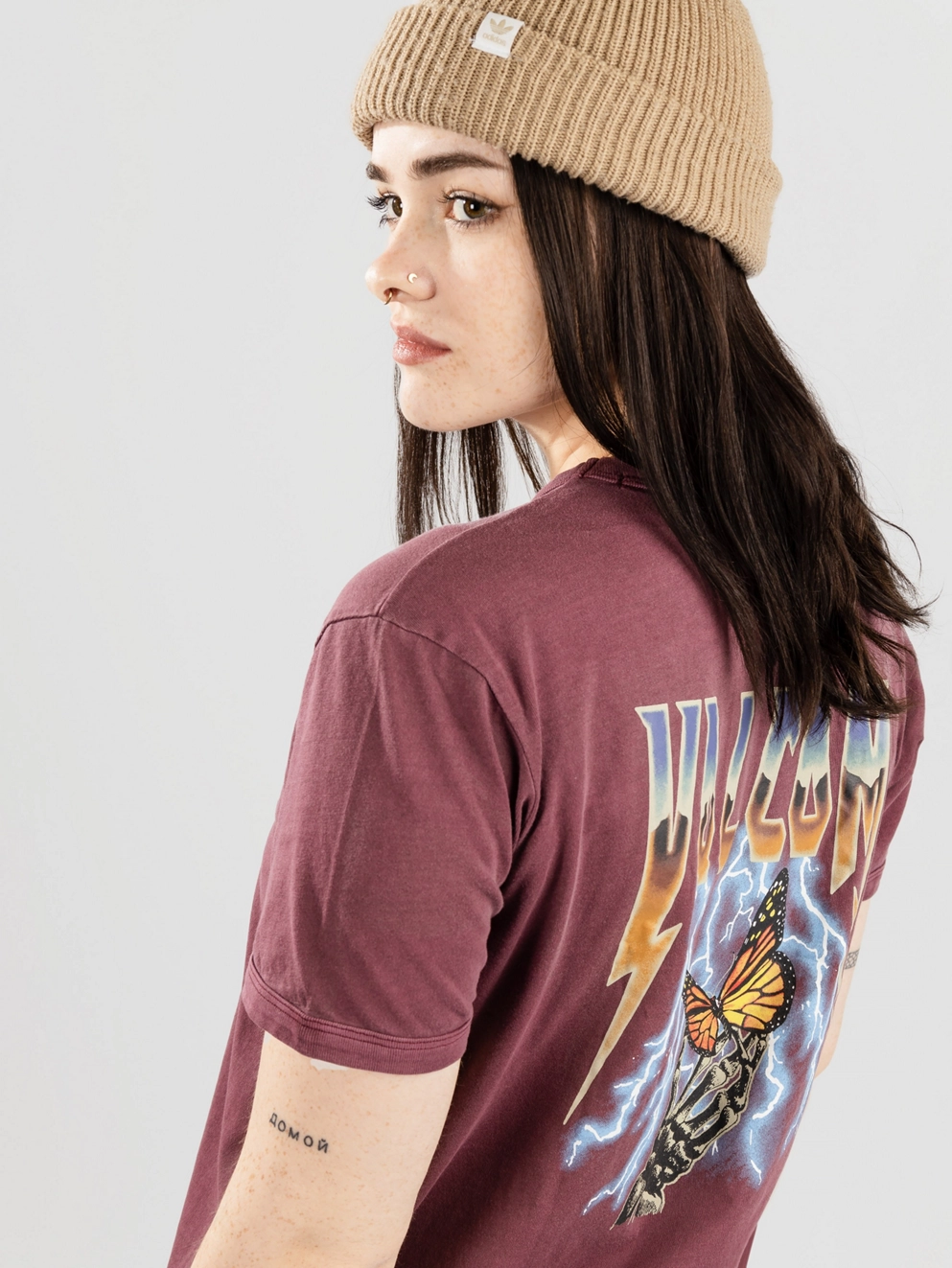 Volcom Truly Ringer T-Shirt burgundy