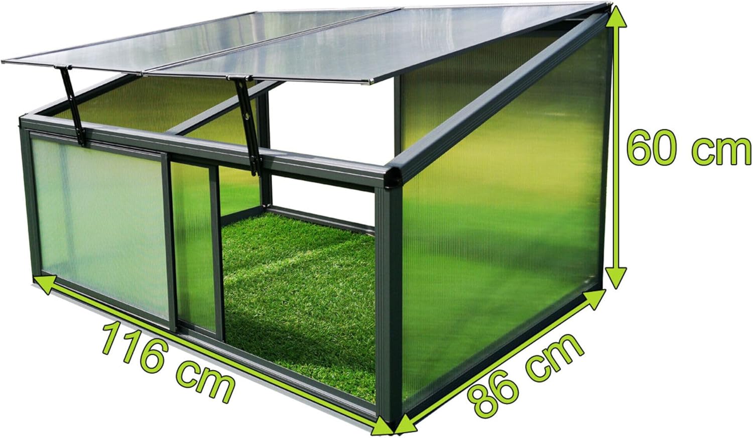 OUTFLEXX Hochbeetaufsatz, anthrazit, Alu/Polycarbonat, 116x86x60 cm, pulverbeschichtet
