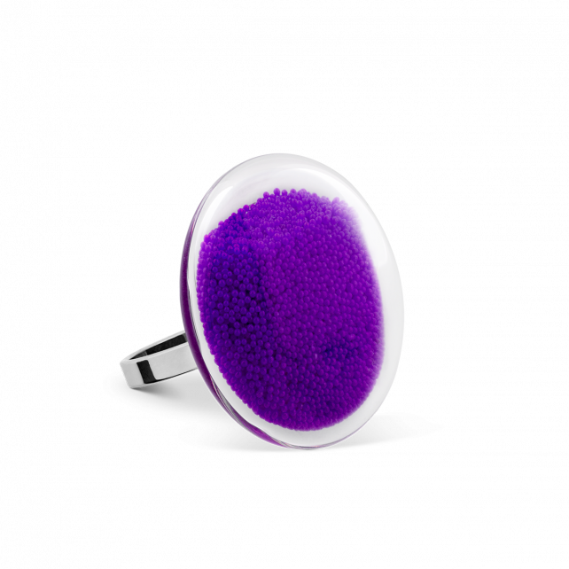 Bague en verre soufflé - Galet Mini Billes