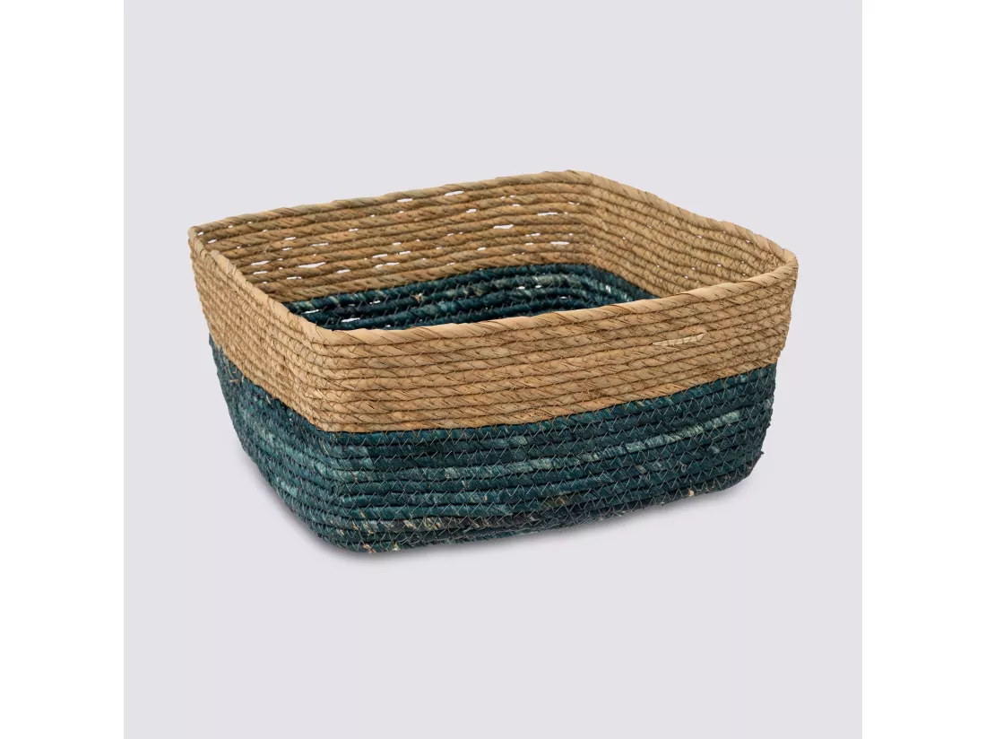 Boîte de rangement Bleu tressé bicolore 31 x 15 cm