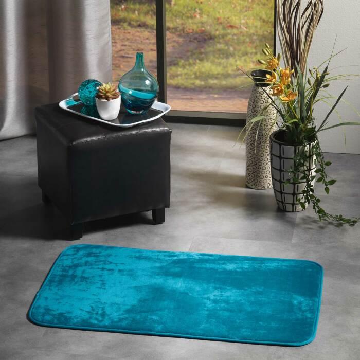 TAPIS RECTANGLE 50X80CM FLANELLE UNIE FLANOU BLEU