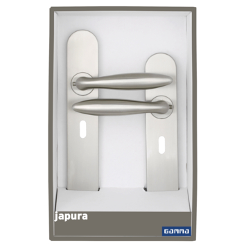 Gamma deurkruk set Japura ovaal schild sleutelgat 56 mm RVS