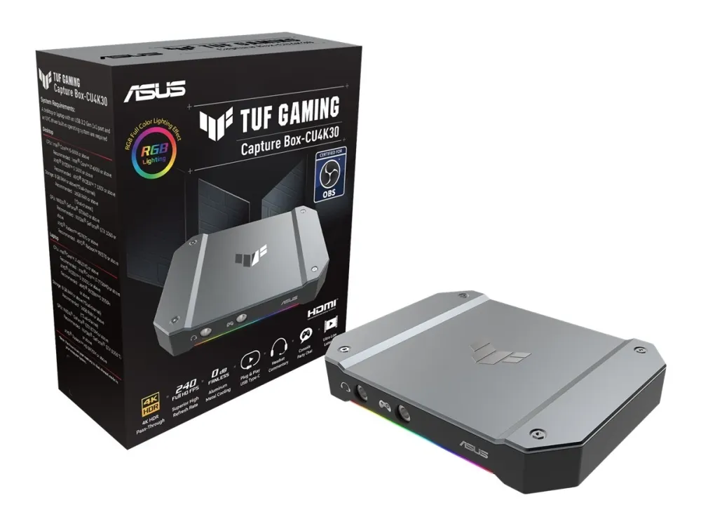 ASUS TUF GAMING CAPTURE BOX-CU4K30 - Videooptagelsesadapter - USB-C 3.2 Gen 1