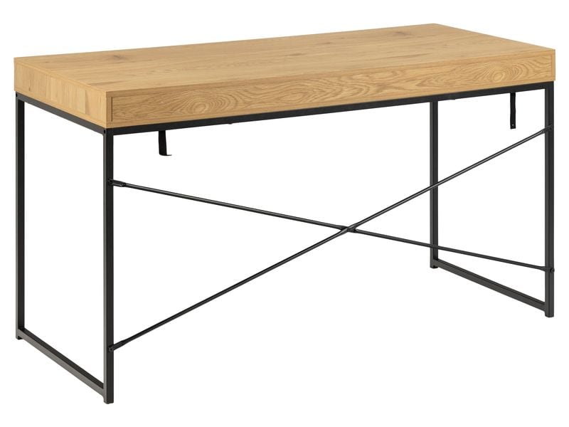 AC Design Tisch Seaford, Schwarz matt / Wildeiche matt Bürotisch im modernen Industriestil