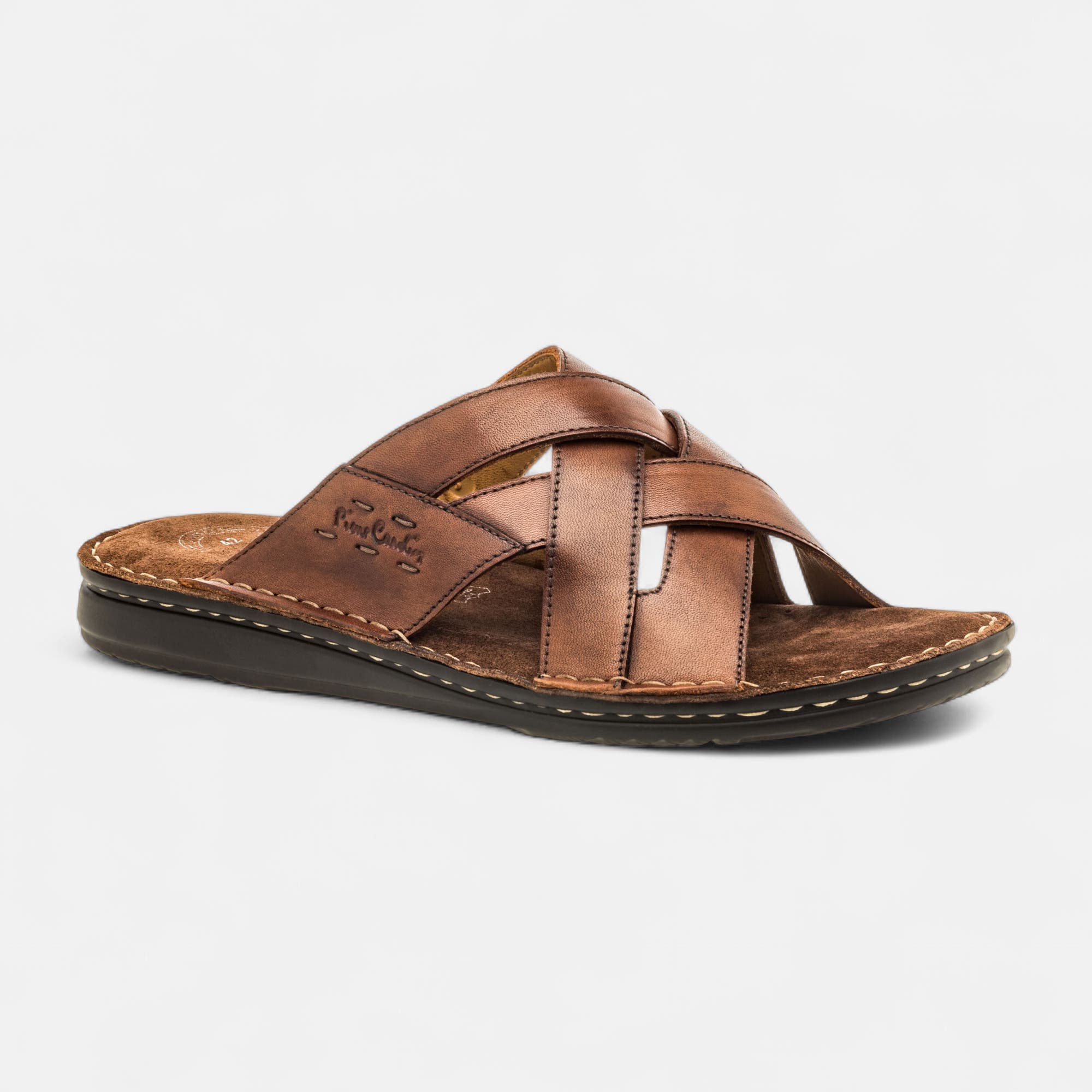 Mules Homme en cuir cognac