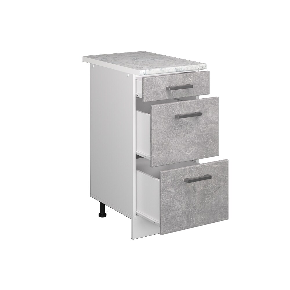 Vicco Schubladenunterschrank Küchenschrank Küchenzeile R-Line 40 cm Weiß Beton Schublade Arbeitsplatte