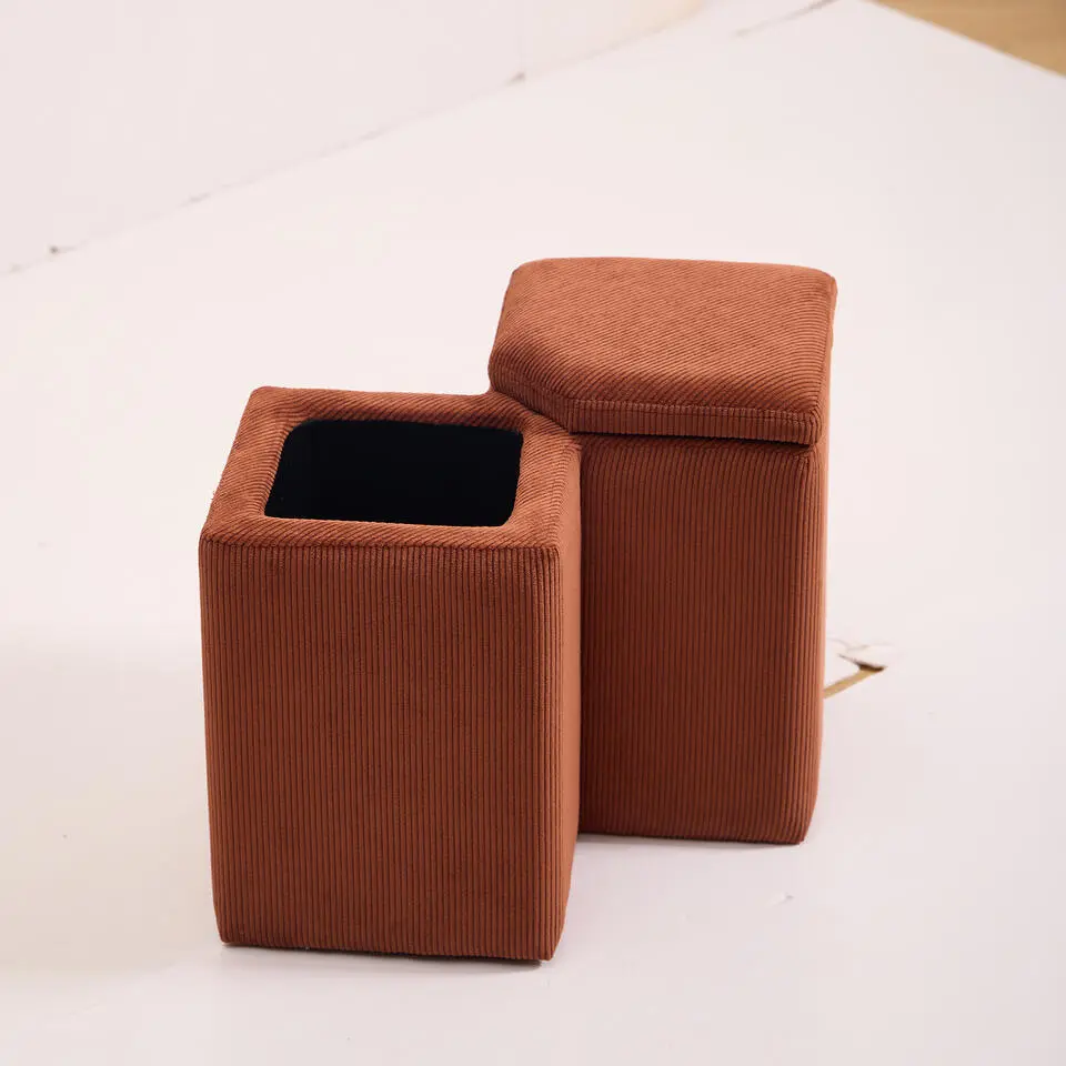 Scandinavische Velours Terracotta Woonkamerpoef