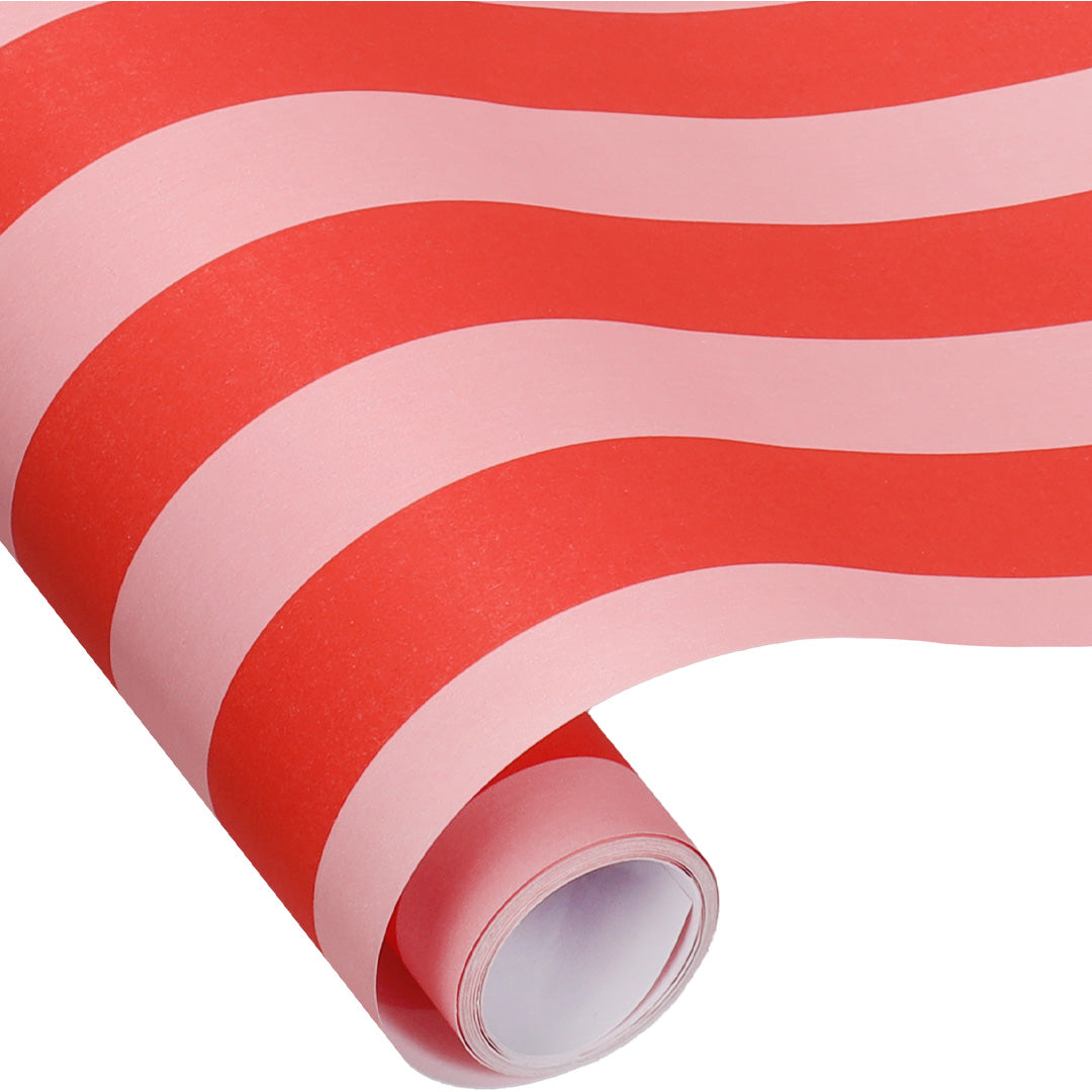 ole inpakpapier stripes - poppy red - litchi - 3 m