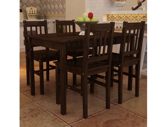 VIDAXL - Ensemble table et chaises Table de salle à manger avec 4 chaises marron
